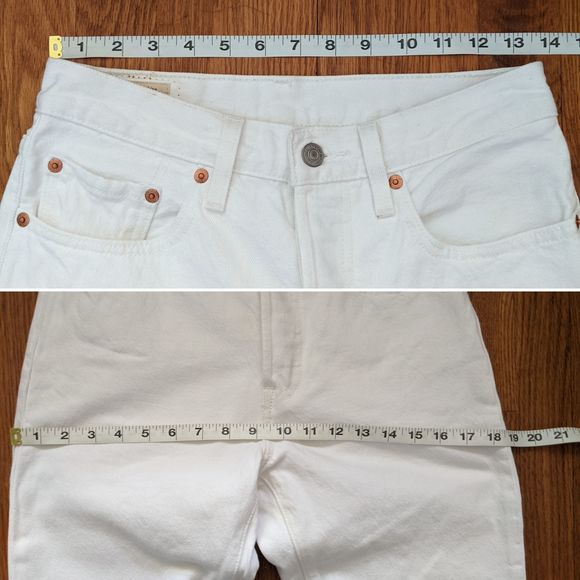 Levi's 501 White Straight Leg Jeans, Big E, W26 L26 - Picture 11 of 14